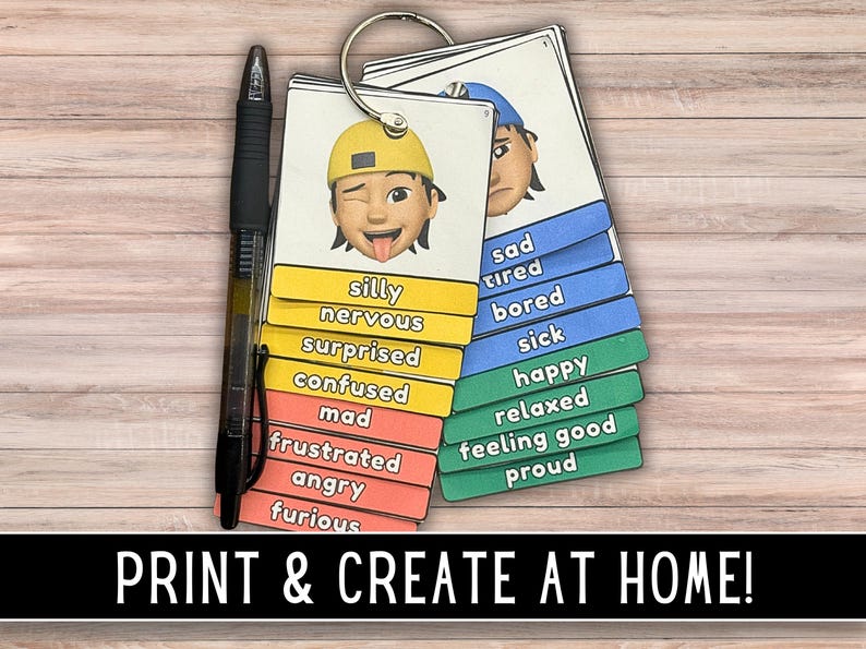 Zones of Regulation Printable Feelings & Emotions Keyring Cue Cards for ...