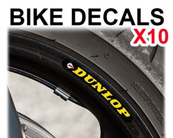 Dunlop Bike Wheel Stickers Motocicleta Moto Rayas Calcomanías Llantas Superbike