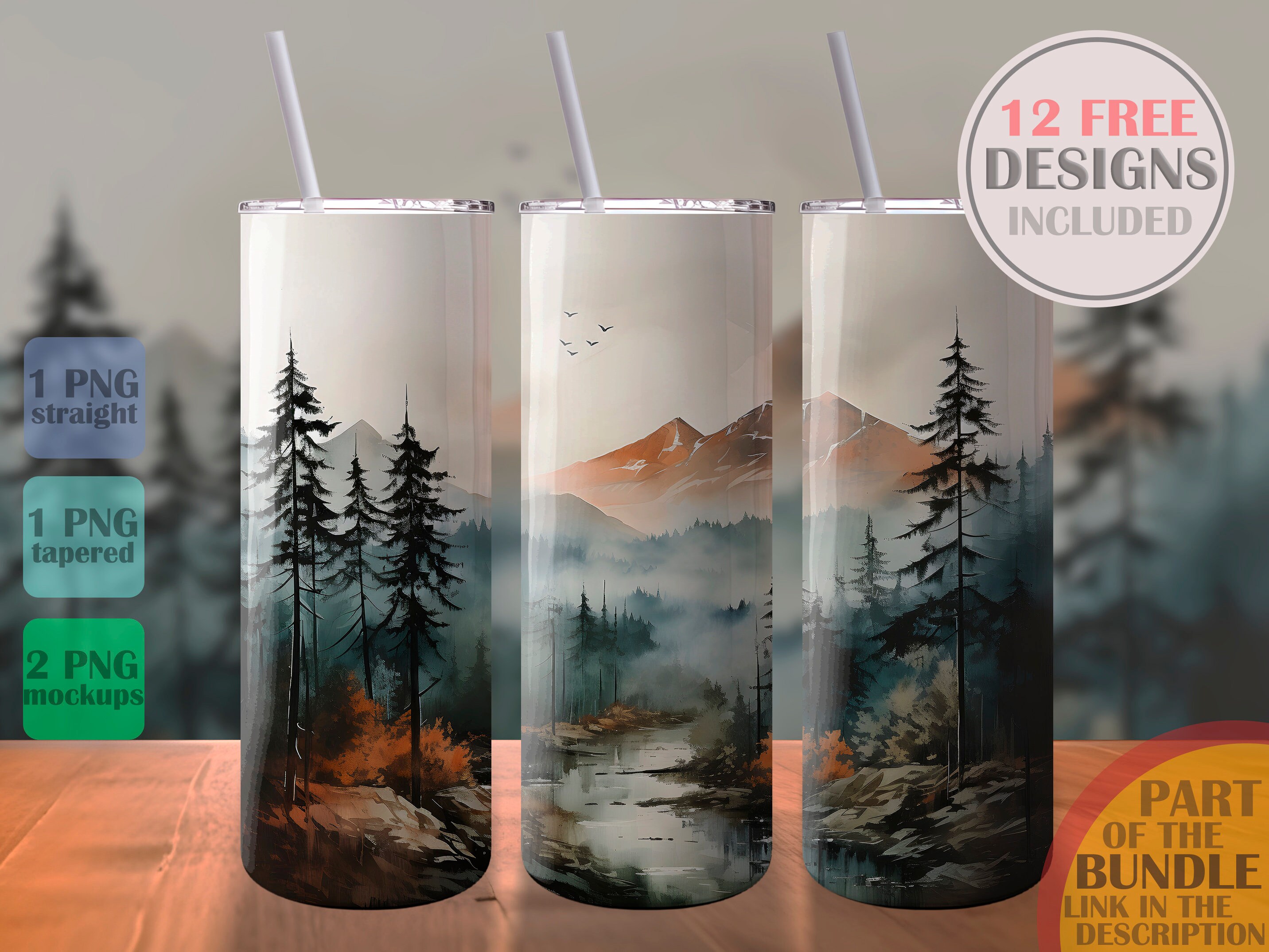 Relaxing Nature Sublimation Design Template Skinny Tumbler Digital ...