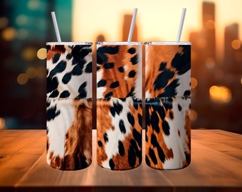 Cowhide Skinny TumblerWrap 20oz Tumbler Wrap Designer Cowhide Tumbler Wrap PNG Boho Tumbler Wrap Sublimation Best Seller Beer Glass Tumbler