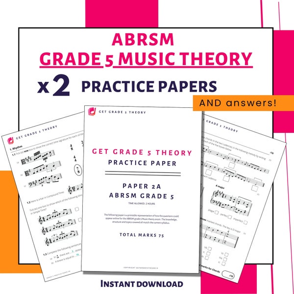 TWO Grade 5 Music Theory Practice Papers (+ Answers and Mark Scheme) | Prepare for your ABRSM Music Theory Exam with exam-style questions