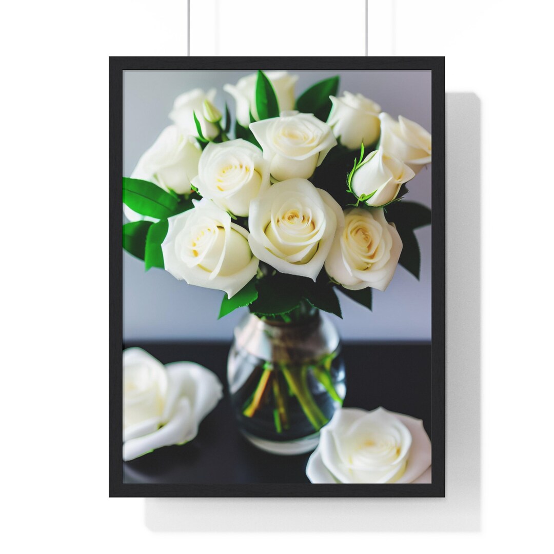 Rose White Rose Flower Wall Art Print Printable Wall Art Etsy