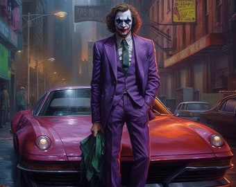 Joker et son affiche imprimable numérique Purple Ride - fan de DC Comics à vendre affiche d'image imprimable à vendre