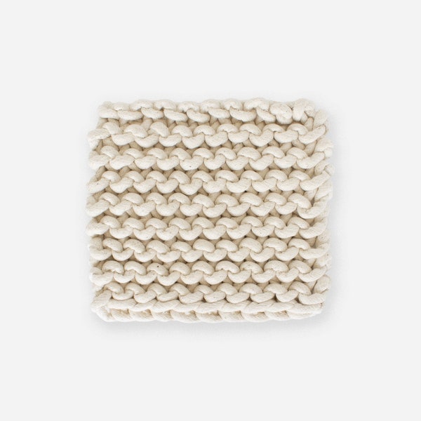 Knotty Hot Pad, Extra Thick Trivet, Natural Cotton Pot Holder, Modern Kitchen Gift