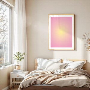 Impresión artística abstracta de Aura en amarillo y rosa, decoración de pared moderna, vibrante y colorida, para el hogar y la oficina.