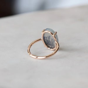 •DENDRITIC SANDSTONE - OVAL• simple bezel silver ring (size 9.75)