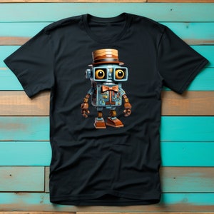 Baxter | Robot T-Shirt, Retro Futuristic Graphic Tee, Casual Geek Chic Apparel, Unique Gift for Tech Enthusiasts