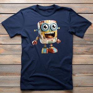 Scribble | Robot T-Shirt, Stylish Bot Illustration on Soft Fabric, Everyday Geek Fashion, Thoughtful Present for Robot Fan