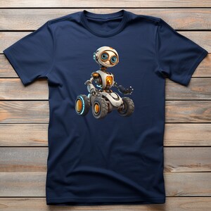 Wheely | Robot T-Shirt, Stylish Bot Illustration on Soft Fabric, Everyday Geek Fashion, Thoughtful Present for Robot Fan