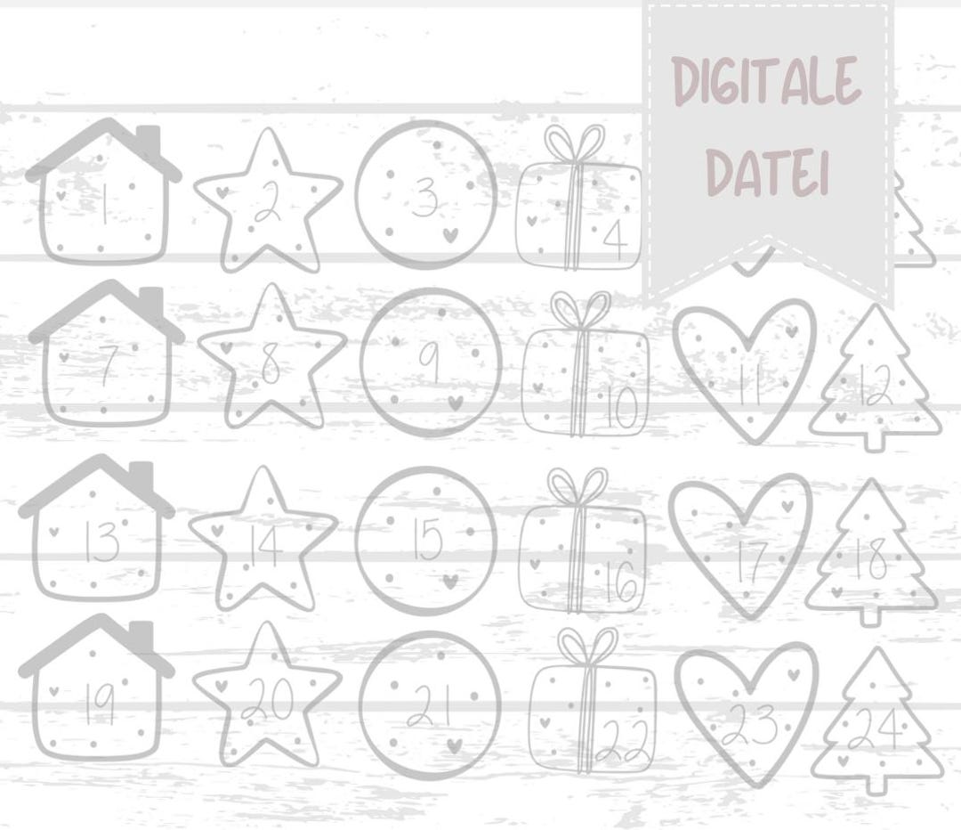 Plotter File | SVG | Advent Calendar Numbers | Advent Calendar | 6 ...