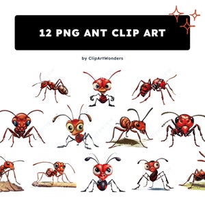 Digital Ant Insect Clipart PNGs with Transparent Background