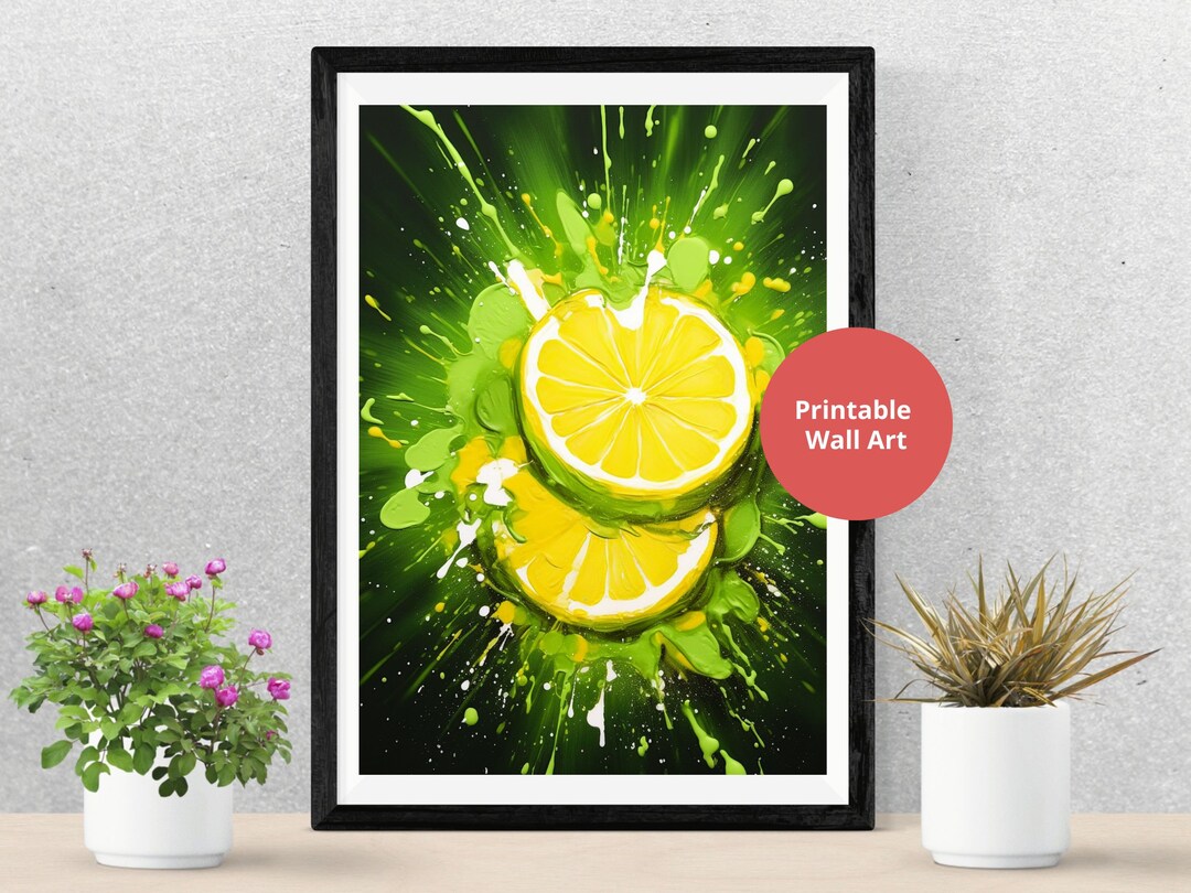 Limes Printable Paint Splash Wall Art, Summer Print, Citrus Fruit