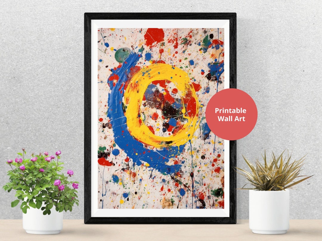 Abstract Paint Splash Circle Digital Wall Art Paint Splatter Etsy