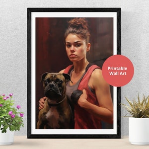 Female Boxer in Gym Sports Print, Boxing Gym Decor, Boxing Wall Art, Woman Boxing Poster, Gift for Women Boxers - Digital Art Download