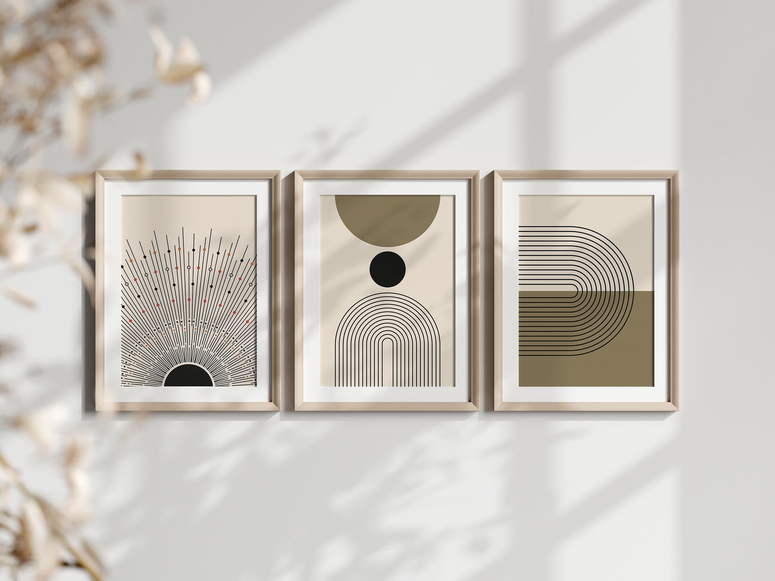 Set of 3 Boho Printable Wall Art Minimalist Neutral Modern - Etsy
