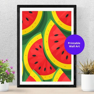 Watermelon Printable Wall Art, Summer Print, Fruit Poster, Kitchen Wall Art - Digital Download