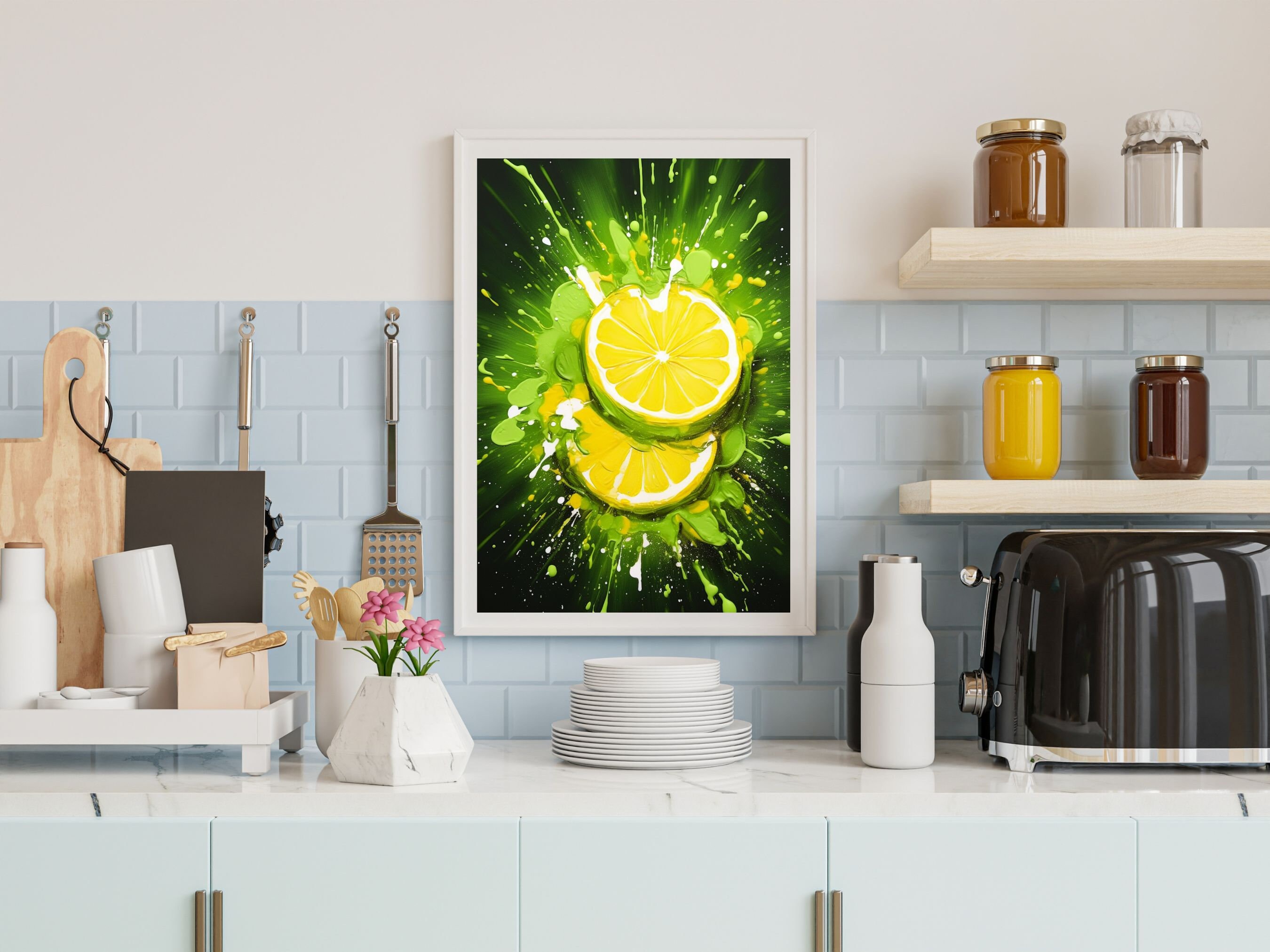Painting Abstract Cityscape London England Skyline Paint Splash Wall Art Print Mur Encadré Décor 30 x 41 cm