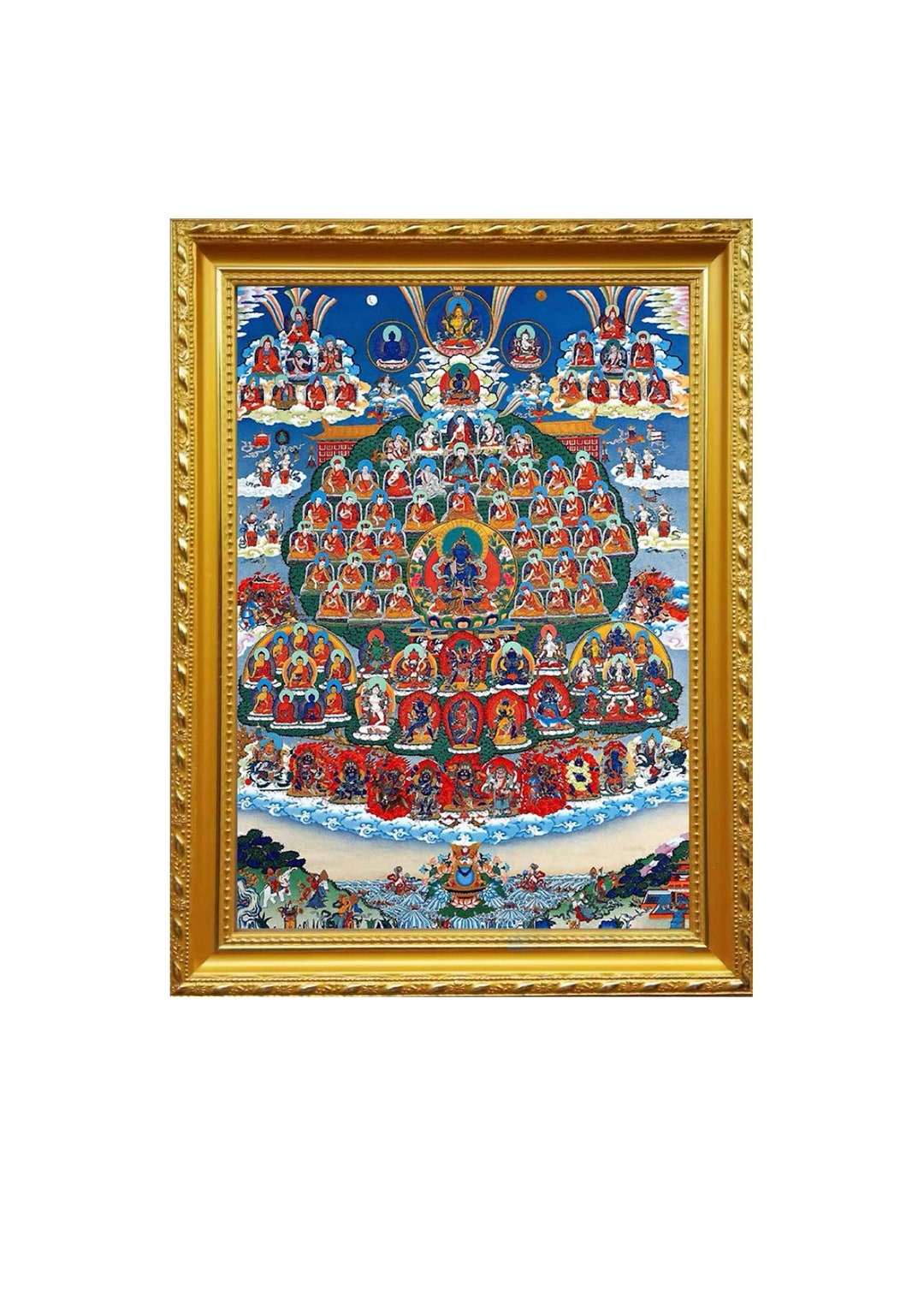 Tibetan Karma Kagyu Refuge Tree Wooden Frame, Tibetan Buddhism Wall ...