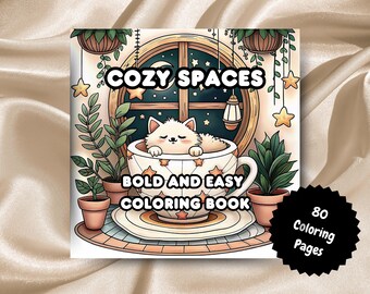 Cosy Spaces Malbuch - einfach & schön | 80 Seiten | Druckbare digitale Datei