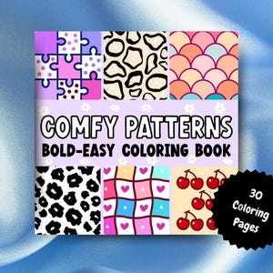 Comfy Patterns Bold Easy Coloring Book - 30 Coloring Pages Digital Download Printable