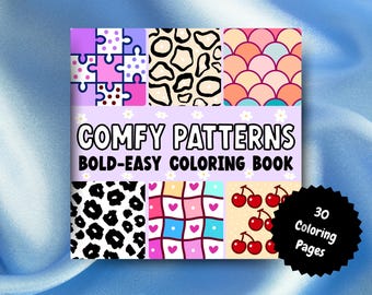 Comfy Patterns Bold Easy Coloring Book - 30 Coloring Pages Digital Download Printable