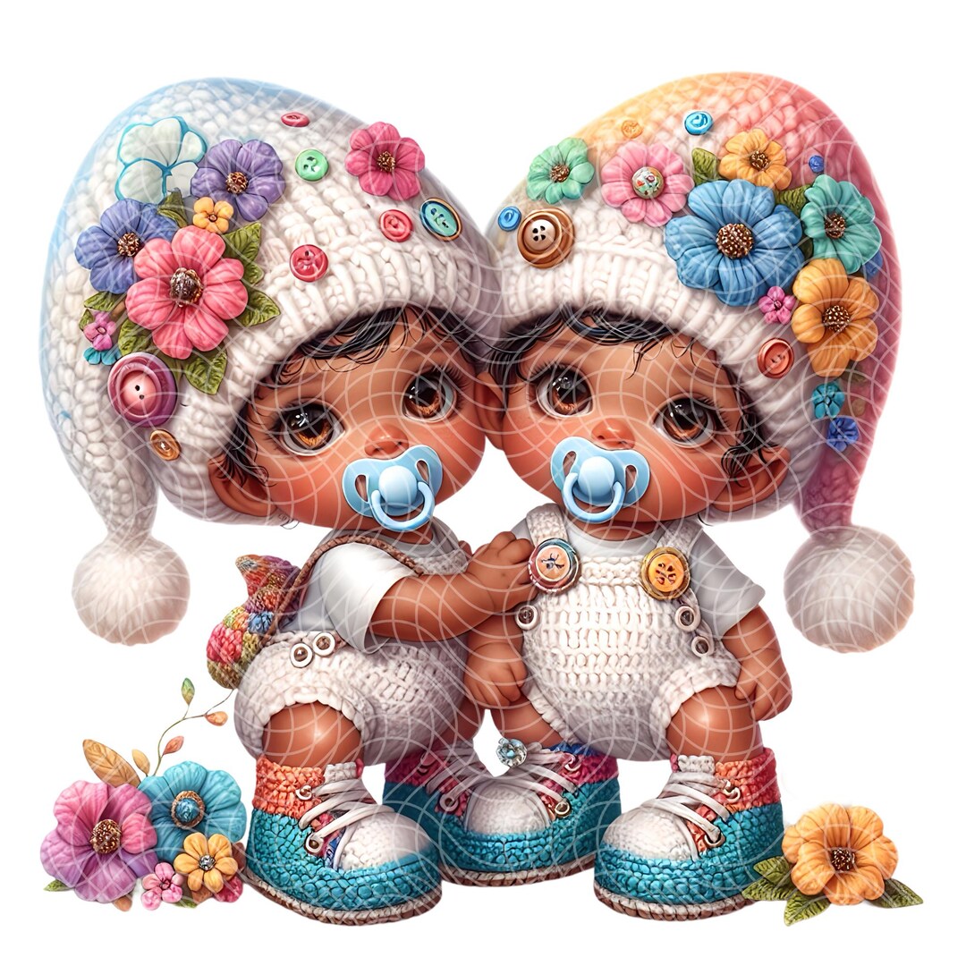 digital-clipart-baby-twins-siblings-twin-mom-illustration-download
