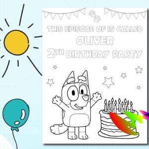 Bluey Coloring Sheet, Bluey Birthday, Personalized Birthday Coloring ...