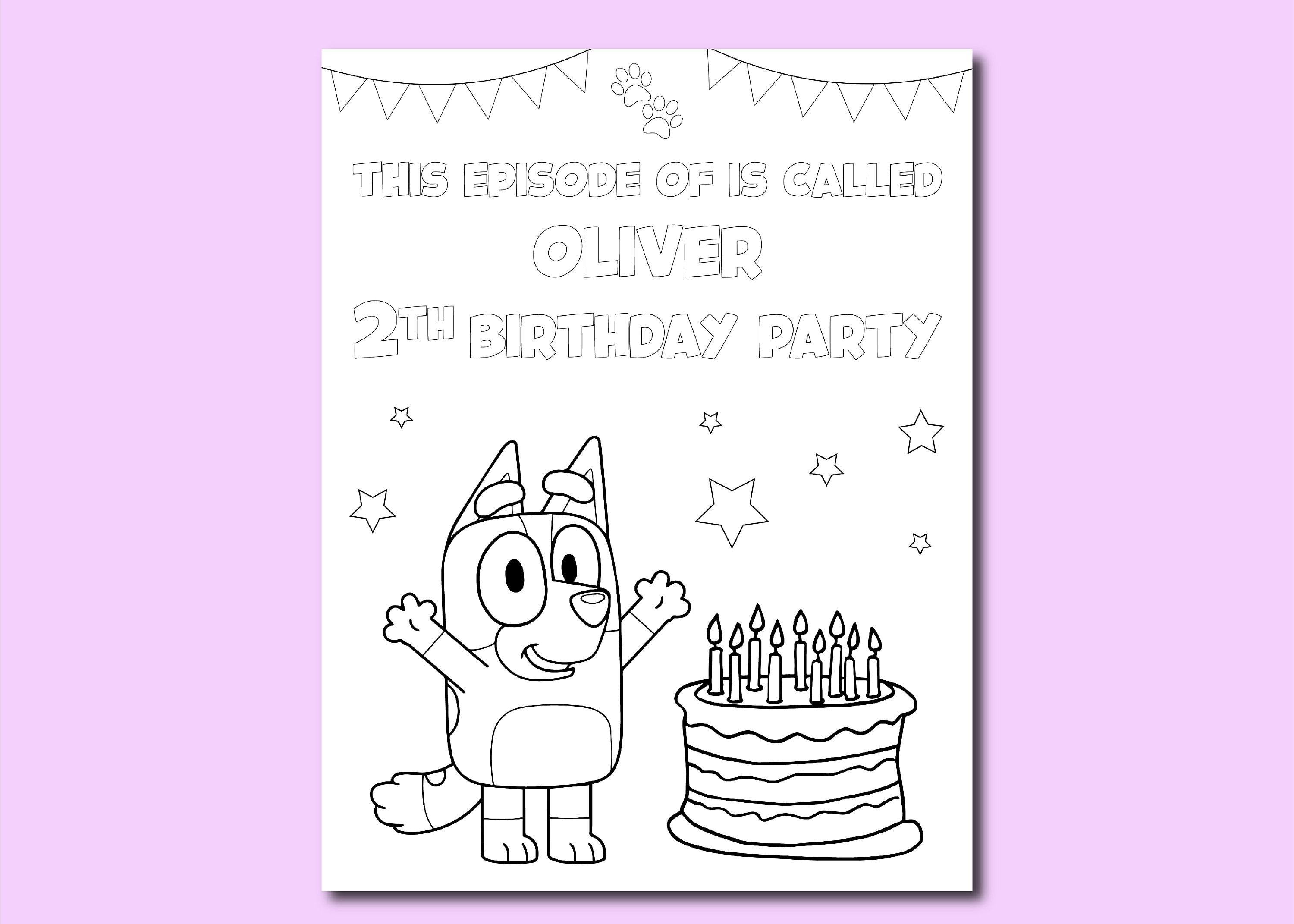 Bluey Coloring Sheet, Bluey Birthday, Personalized Birthday Coloring ...