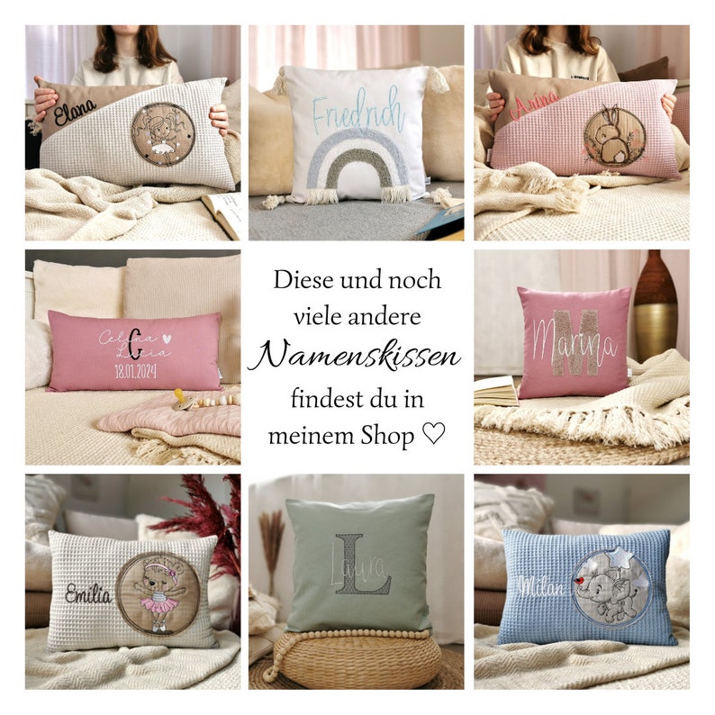 Namenskissen, Kindergeschenke personalisiert, Babygeschenke personalisiert, Kissen mit Namen Kinder, Kissen personalisiert, Kissen mit Namen Bild 8