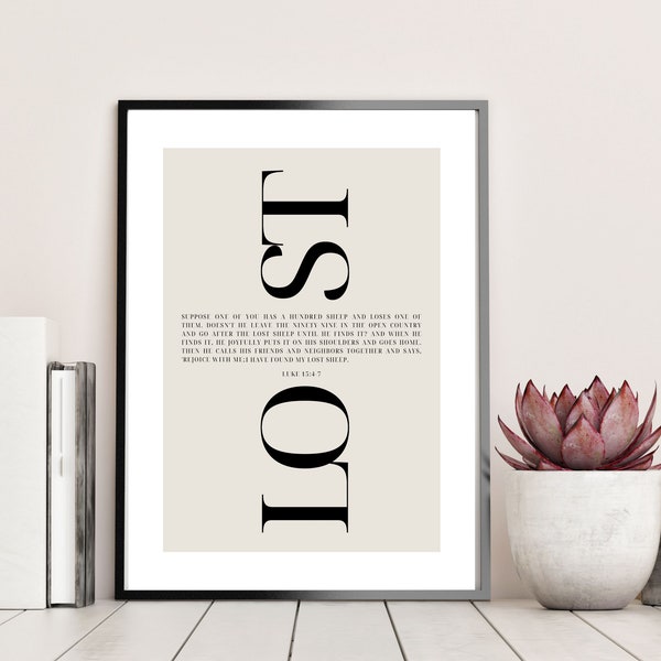 Lost Sheep Parable Artwork, Luke 15:4 Bible Verse Printable, Modern Christian Art, Digital Bible Print, Jesus Leaves the 99, Set of 3