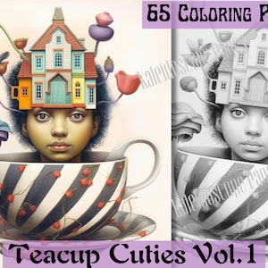 Teacup Cuties Volume 1 Coloring Set | Printable Digital Download