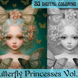 Butterfly Princesses Vol. 1 Coloring Set | Printable Digital Download