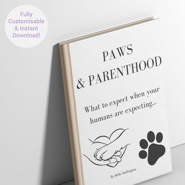 What to Expect When Your Humans are Expecting Fake Dust Jacket Funny Book Cover Cute Dog Pregnancy Announcement Instant Download