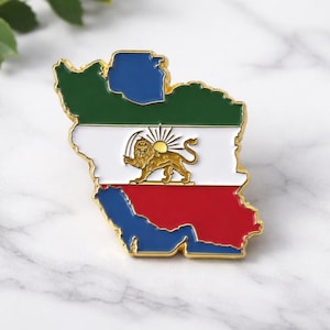 Iran Flag Pin - Lion and Sun Emblem (Shir O Khorshid) - Quality Iran Heritage Lapel Pin