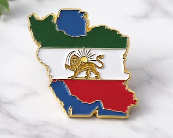 Iran Flag Pin - Lion and Sun Emblem (Shir O Khorshid) - Quality Iran Heritage Lapel Pin