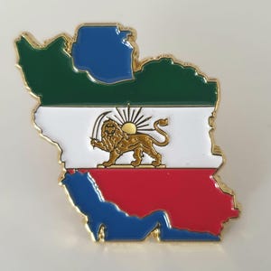 Pin de la bandera de Irán - Emblema del león y el sol (Shir O Khorshid) - Pin de solapa de calidad, herencia de Irán