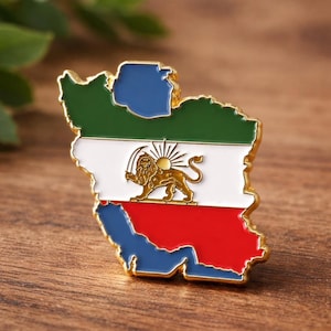 Épinglette Drapeau Iranien - Lion et Soleil (Shir O Khorshid) - Épinglette Patrimoine Iranien de Qualité