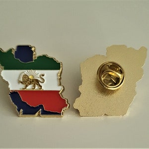 Iran Flag Pin Lion and Sun Emblem Shir O Khorshid Quality Iran Heritage Lapel Pin Bild 2