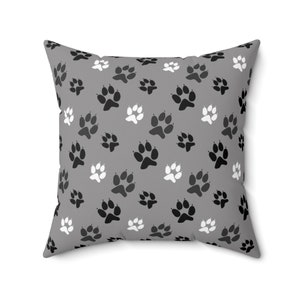 Dog paw pillow, Dog paw throw pillow, Dog lover&#39;s pillow, animal lover pillow, Couch pillow, Pattern pillow, Spun Polyester Square Pillow