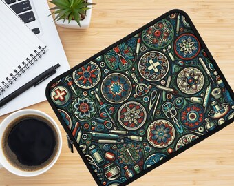 Doctor Laptop Sleeve: Medical Pattern, Neoprene, Water Resistant