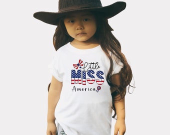 Little miss America, Toddler shirt, 4th of July shirt, Independence day shirt, Celebration, Stars and stripes shirt, Infant Fine Jersey Tee