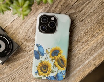 Sunflowers MagSafe Tough Iphone Case, Sunflower iphone case, colorful sunflowers, blue and yellow sunflower phone case, sunflowers, Ukraine