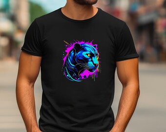 Panther shirt, colorful shirt, psychedelic shirt, panther shirt women, panther shirt kids, animal print shirt,  graphic tee animal lover tee