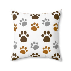 Dog paw pillow, Dog paw throw pillow, Dog lover&#39;s pillow, animal lover pillow, Couch pillow, Pattern pillow, Spun Polyester Square Pillow