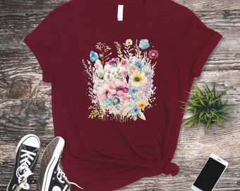 wild flower shirt, floral shirt, gift for her, plant mom shirt, flower shirt, nature lover shirt, floral tshirt, botanical shirt, flower tee