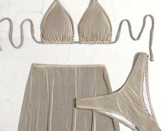 3er Bikini Set Beige