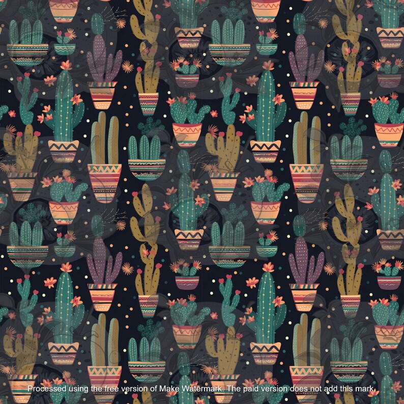 Simplicity Cactus Pattern 6 Seamless Cactus Patterns - Etsy