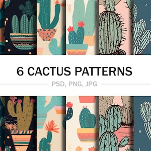 6 Seamless Cactus Patterns