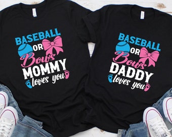 Gender Reveal Party Shirts Funny Baseball Or Bows Shirt Gender Reveal Party Shirts Funny Baseball Or Bows Shirt