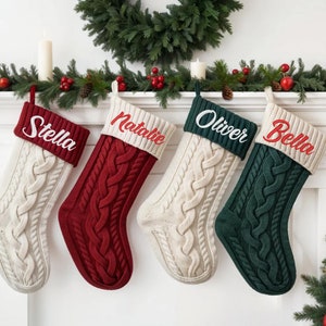 Personalized Family Christmas Stockings,2025 Embroidered Christmas Stocking,Knitted Stockings With Name,Monogram Stocking,Holiday Decor Gift